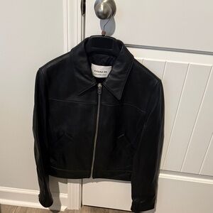 Coach Black Leather Outerwear